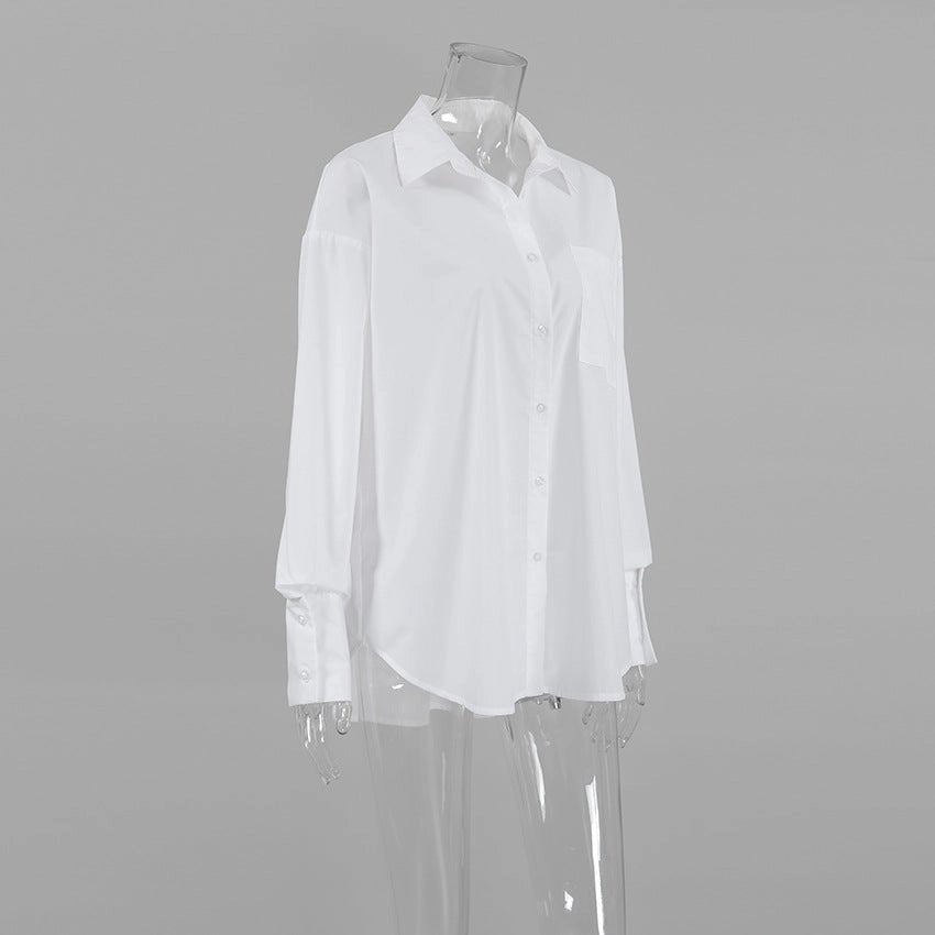 Bri White Lapel Collar Botton Down Shirt - Fason De Viv