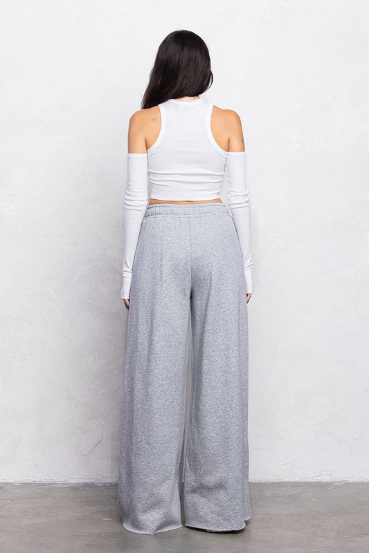 Casual fleece wide leg sweatpants - Fason De Viv