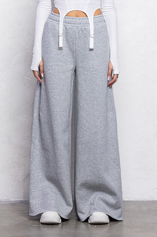 Casual fleece wide leg sweatpants - Fason De Viv