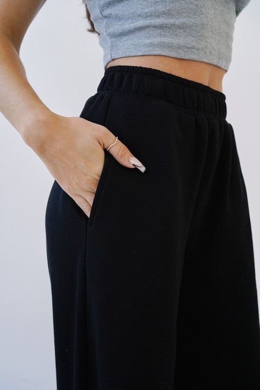 Casual fleece wide leg sweatpants - Fason De Viv