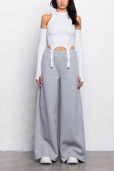 Casual fleece wide leg sweatpants - Fason De Viv