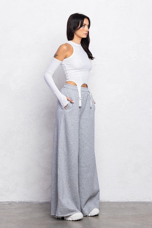 Casual fleece wide leg sweatpants - Fason De Viv