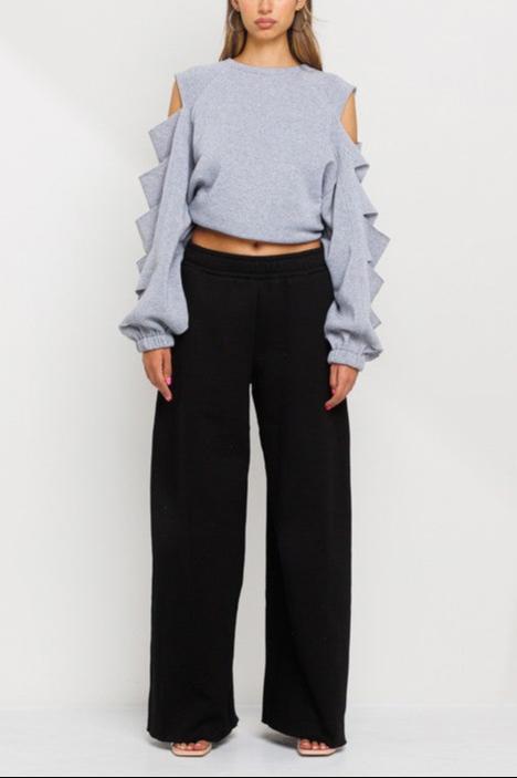 Casual fleece wide leg sweatpants - Fason De Viv