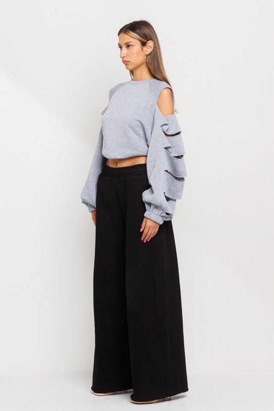 Casual fleece wide leg sweatpants - Fason De Viv