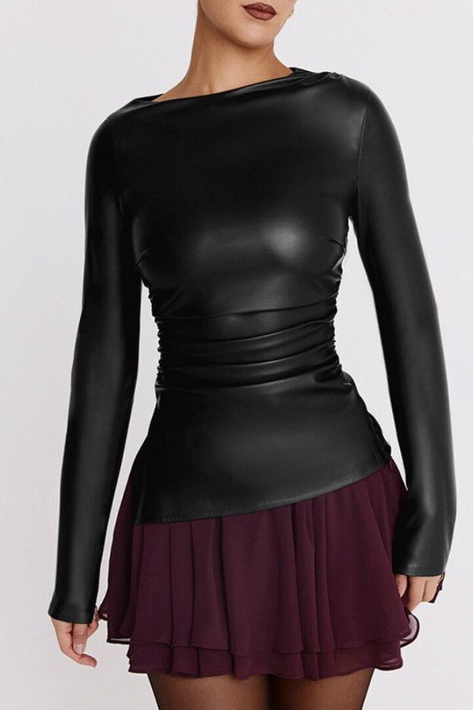 Eve Pleated Leather Top - Fason De Viv