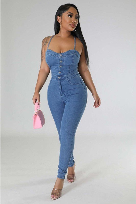 Denim jumpsuit sexy online