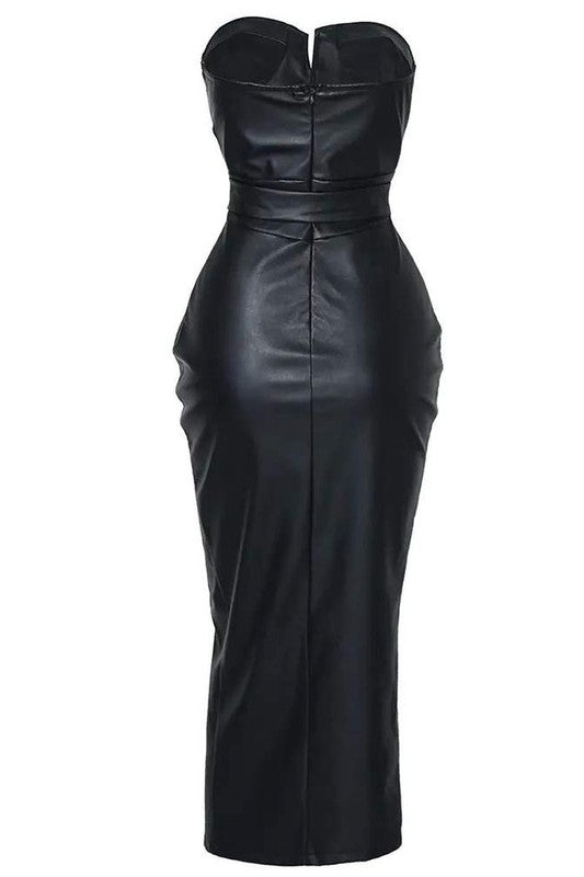 Zen TUBE SLIT PU DRESS - Fason De Viv