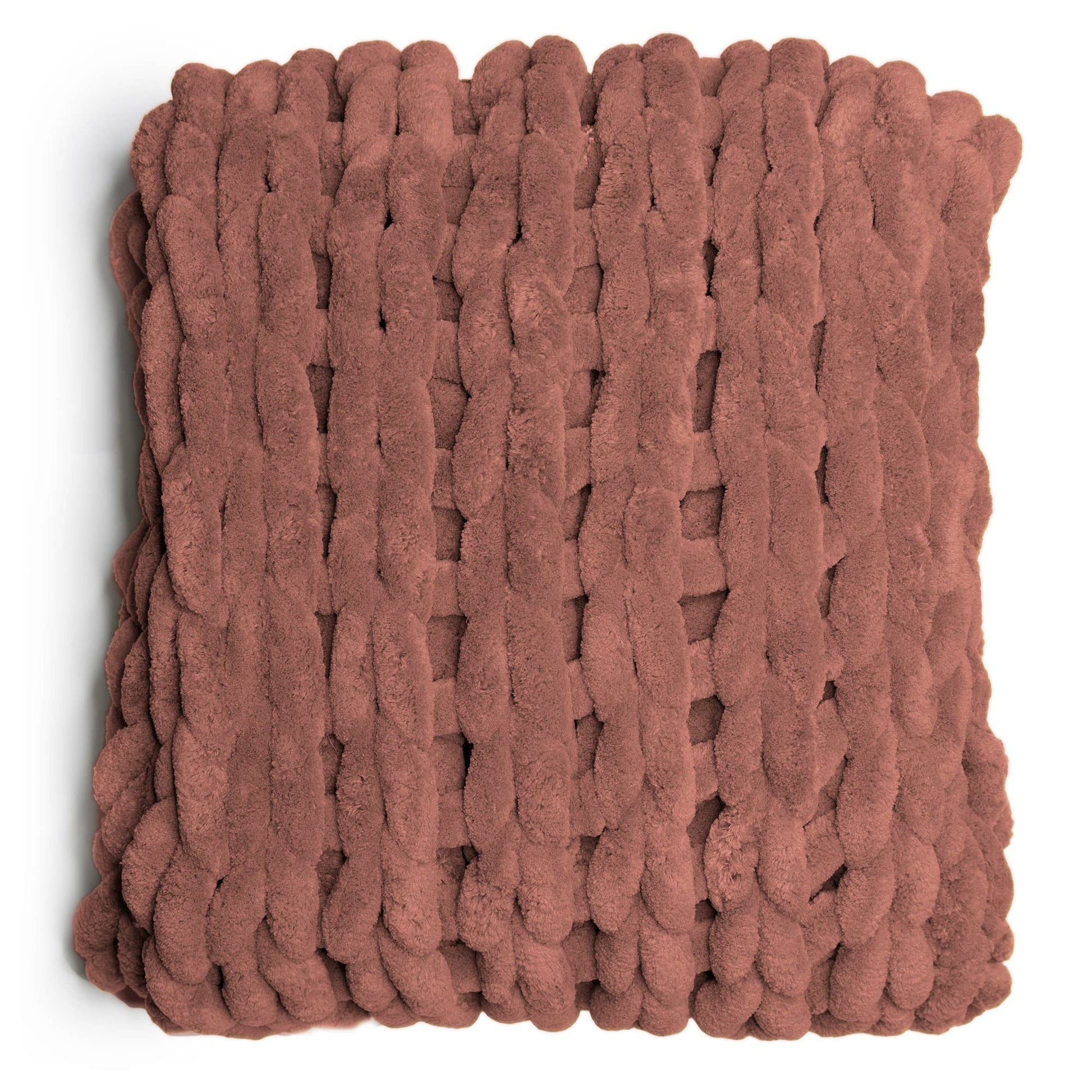 chunky knit throw rust blanket 