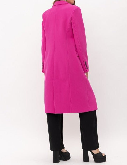 Lora Double Breasted Long Sleeve Mid Length Coat - Fason De Viv Outerwear