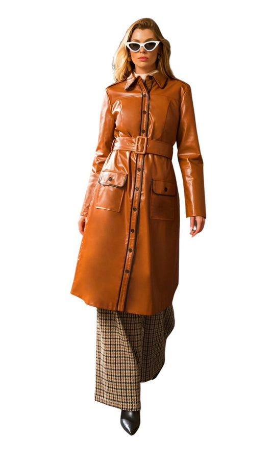 Faux leather trench coat - Fason De Viv