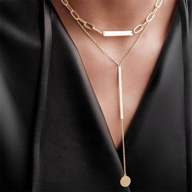 Gold Triple Layered Pendant Necklace - Fason De Viv