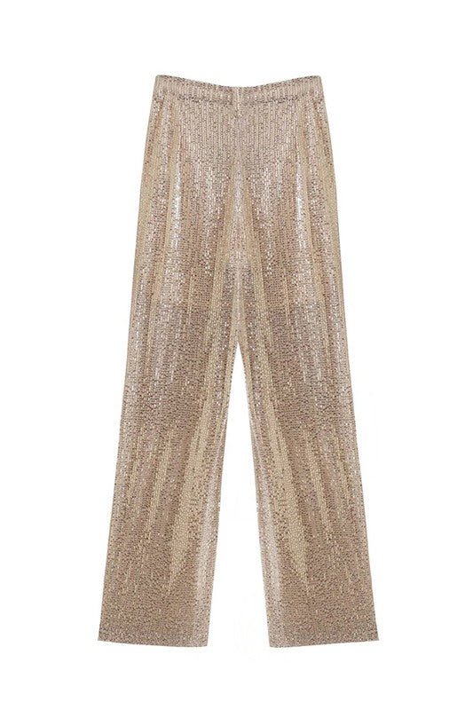 High Waist Sequins Pants - Fason De Viv