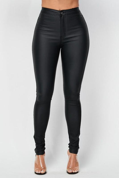 High waist black leather pants. - Fason De Viv Women - Apparel - Casual