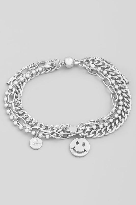 Multi Chain Smiley Face Adjustable Bracelet - Fason De Viv Jewelry