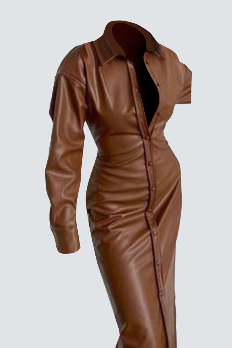 Posh Leather Shirt Dress - Fason De Viv