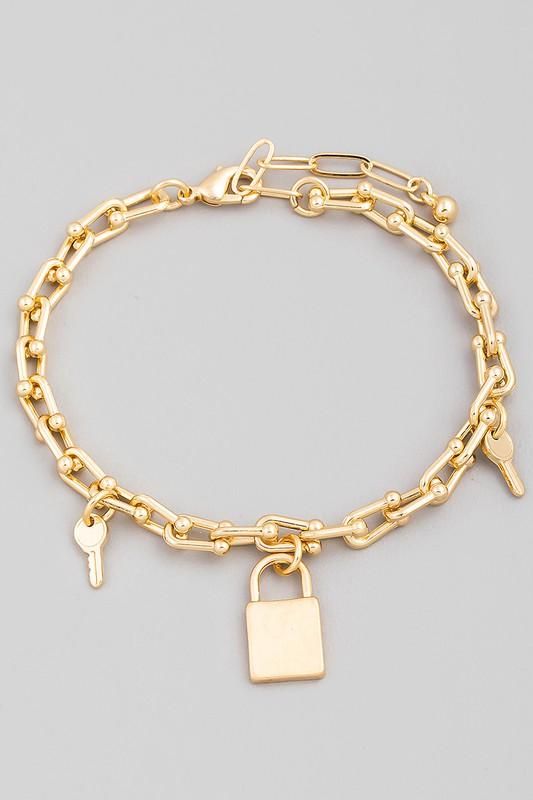 U Shape Chain Link Lock Charm Bracelet - Fason De Viv Jewelry
