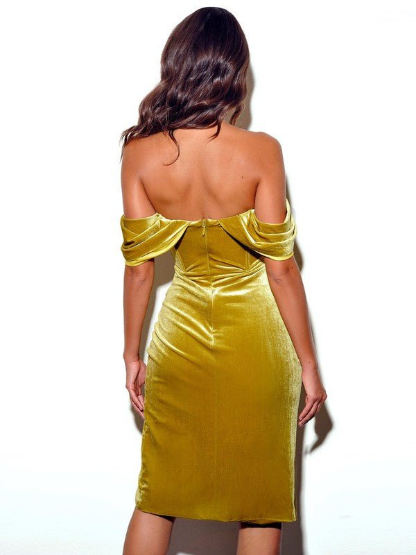 Velvet off shoulder corset dress - Fason De Viv Apparel & Accessories