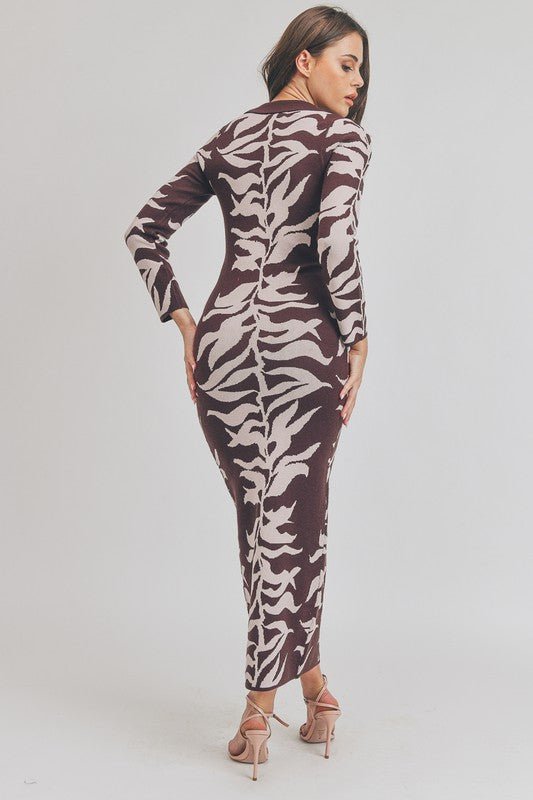 Zebra print style sweater dress - Fason De Viv Dresses