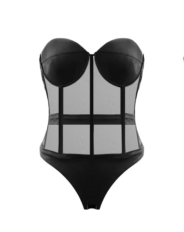 Zen Black structured mesh corset - Fason De Viv